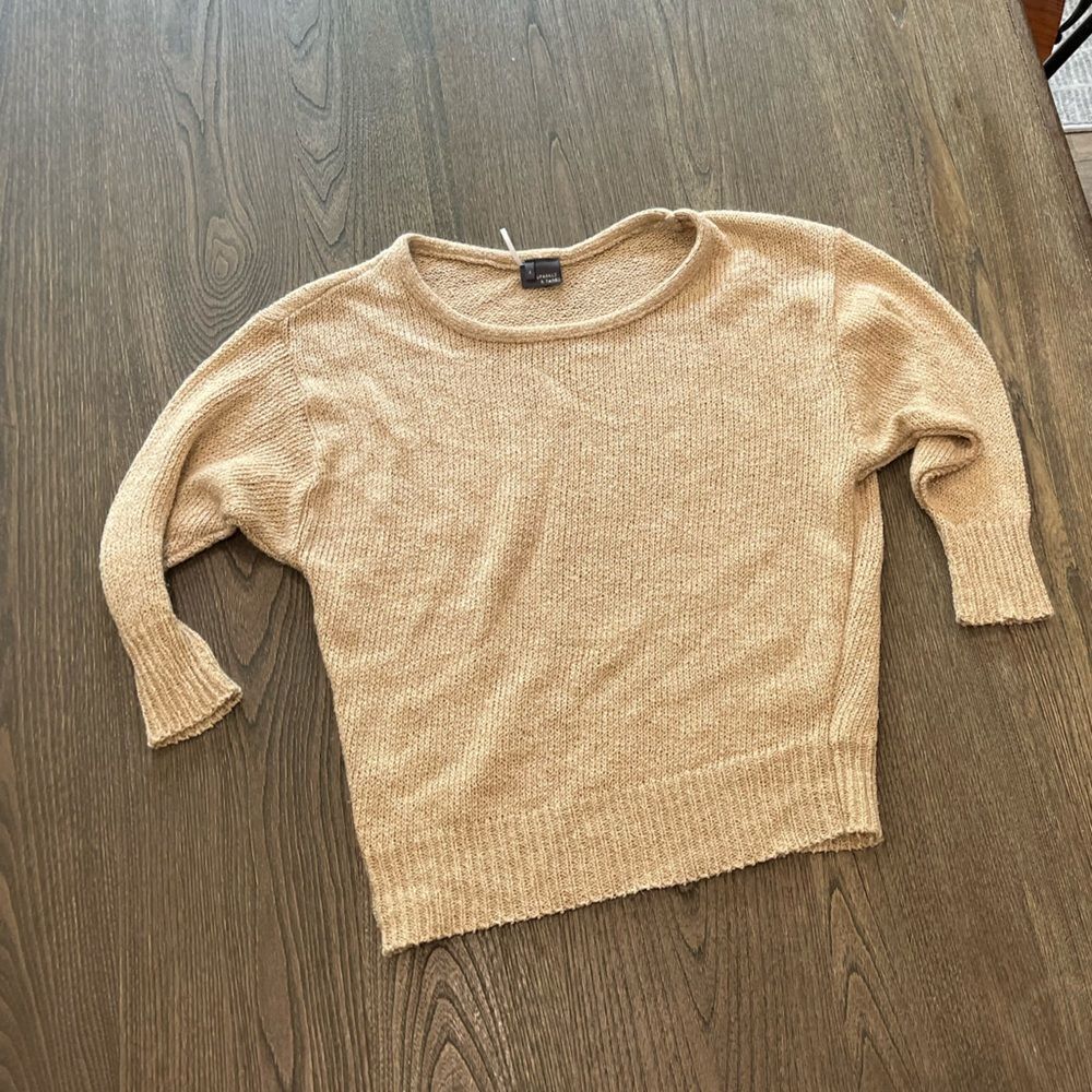 Sparkle and Fade Beige Knit Sweater Bateau Neck Size S